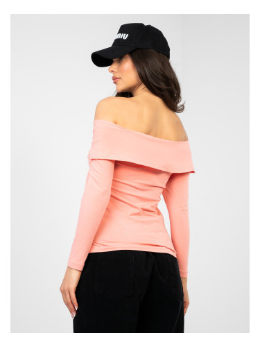 Обикновена прасковена блуза с открити рамене