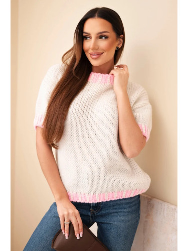 Къс пуловер с контрастен кант