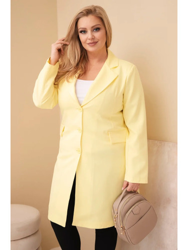 Жълто палто plus size с яка