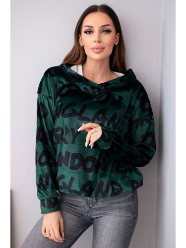 Дамски суитшърт Kesi с щампа, тъмнозелен