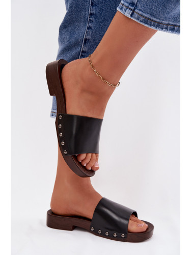 Дамски черни джапанки с катарами Brinalle