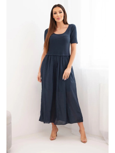 Дамска памучна миди рокля Kesi с къс ръкав