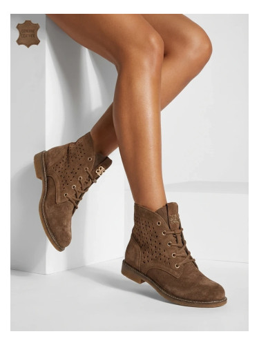 Дамски боти до глезена от естествена кожа