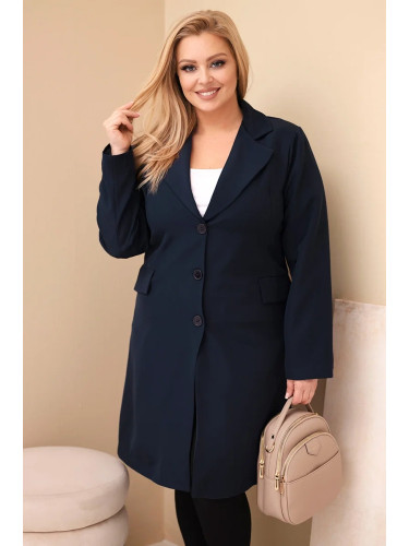 Дълго палто Kesi Włoski Plus Size, тъмносиньо