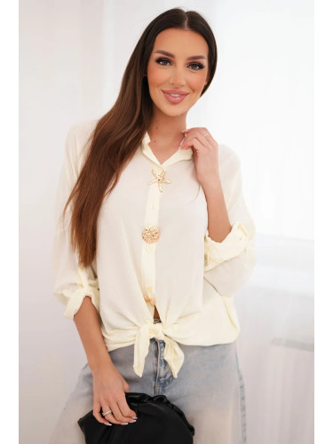 Жълта вискозна риза Kesi с интересни копчета