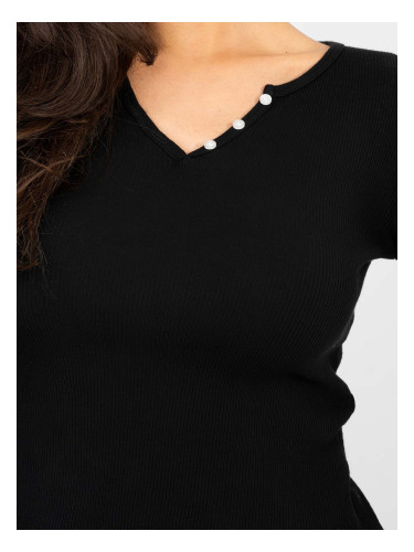 Черна обикновена памучна блуза