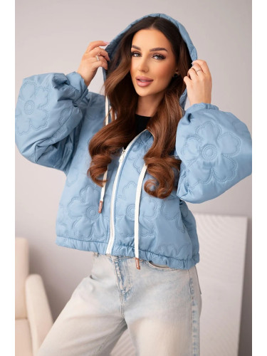 Дамско ватирано яке Kesi с качулка и флорален мотив