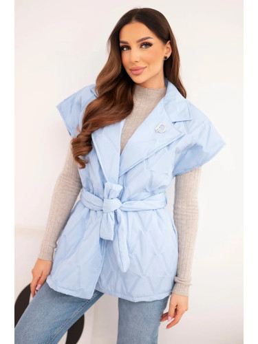 Дамски ватиран елек с колан и широка яка