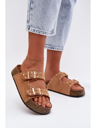 Дамски жълти чехли Boto с декорации