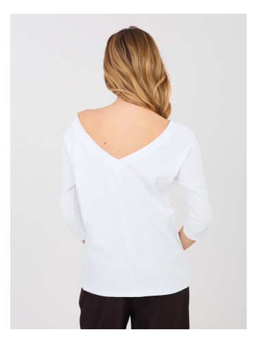 Бяла дамска блуза с 3/4 ръкави