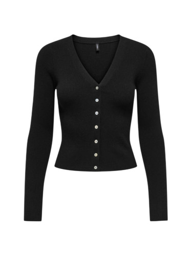 Черен кардиган с V-образно деколте