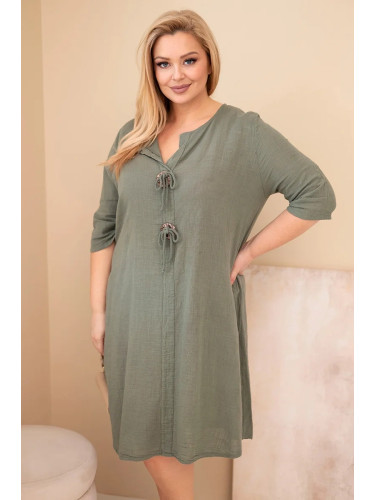 Рокля Kesi plus size с декоративна облицовка