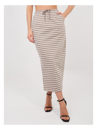 Миди пола от дебел памук в тъмнобежово