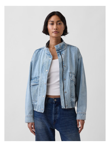 Дамско дънково яке бомбър с голям размер GAP