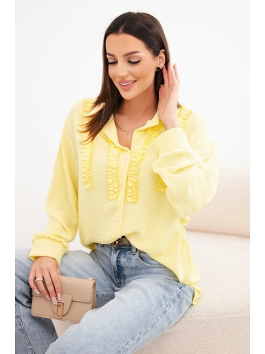 Дамска жълта вискозна блуза с волани