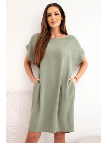 Рокля Кеси с джобове, светло каки