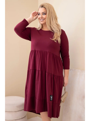 Жълта рокля с големи размери, волани и навити ръкави