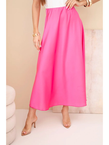 Дамска разкроена пола от вискоза Kesi Włoski, розова