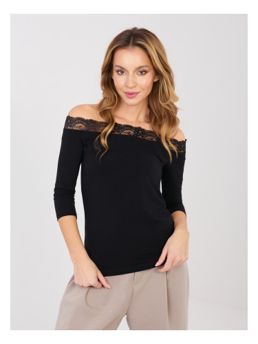 Черна блуза с 3/4 ръкави