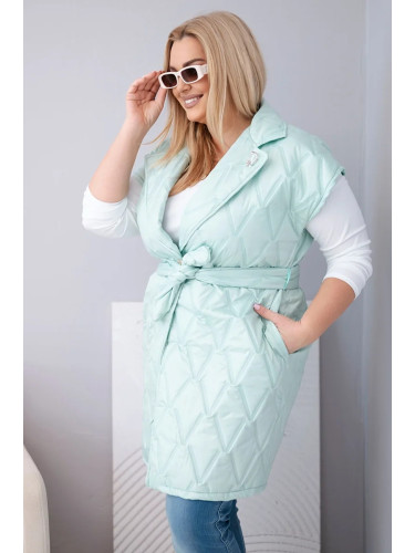 Дамски ватиран елек Kesi с колан и яка