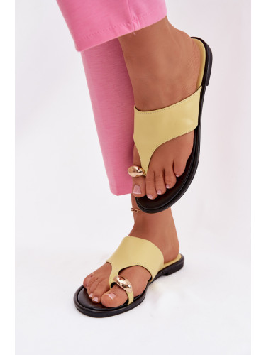 Дамски жълти джапанки с декорация