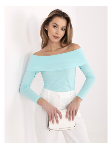 Ментова блуза с открити рамене