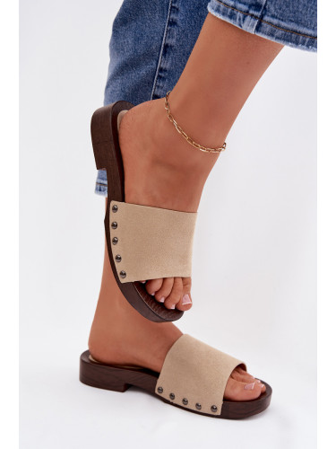 Дамски бежови чехли Amelvessa