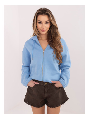 Пастелно синьо суичър с цип