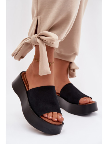 Дамски чехли на платформа Liorisse черни