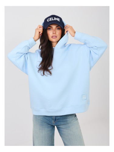 Син суитшърт с овърсайз принт RUE PARIS