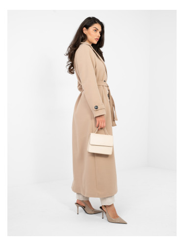 Дамско дълго палто, тъмнобежово