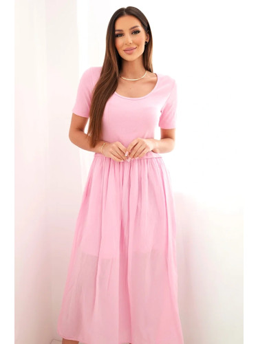 Дамска памучна миди рокля Kesi с къс ръкав