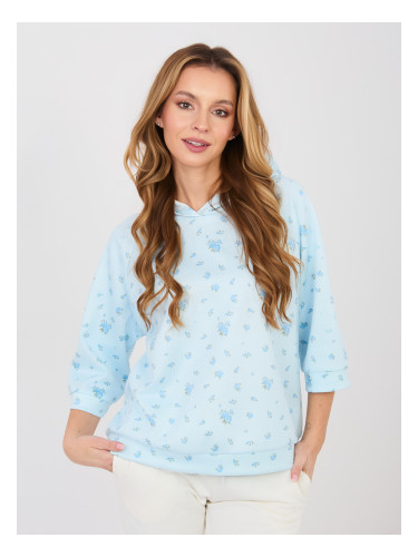 Пастелно синя дамска блуза с 3/4 ръкави