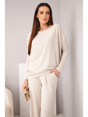 Дамски комплект от вискоза с широка блуза и панталон