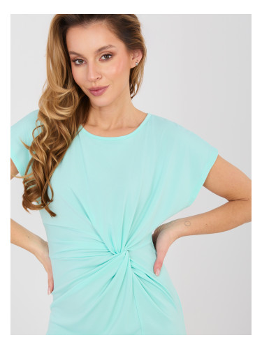 Мини рокля в цвят мента с възел