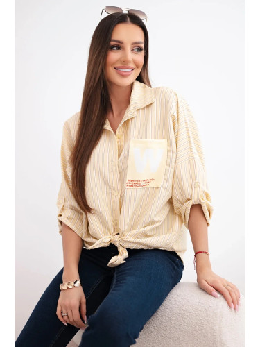 Жълта раирана риза с вратовръзка Kesi