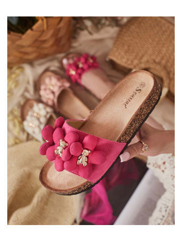 Джапанки с плюшени мечета и цветя Isaralle