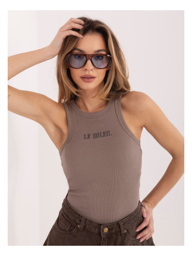 Памучен топ в тъмнобежово