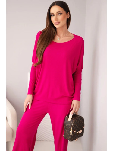 Дамски комплект от вискоза с широка блуза и панталон