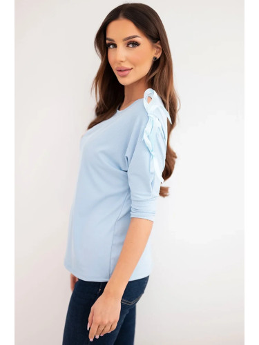 Дамска блуза с декоративни панделки, синя