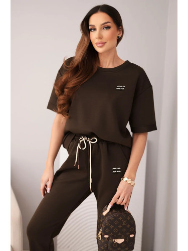 Дамски комплект с къс ръкав Kesi Włoski, кафяв