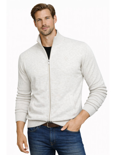 Мъжки бежов пуловер с копчета