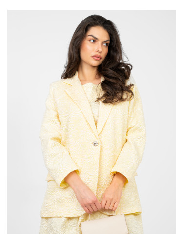 Пастелно жълто сако с релефен мотив