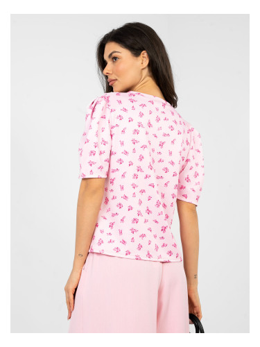 Светлорозова блуза с шарки