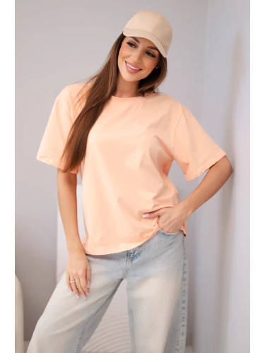 Дамски свободен памучен топ с къс ръкав