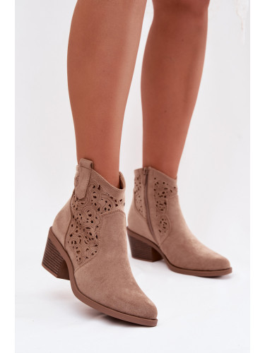 Дамски перфорирани каубойски ботуши S.Barski