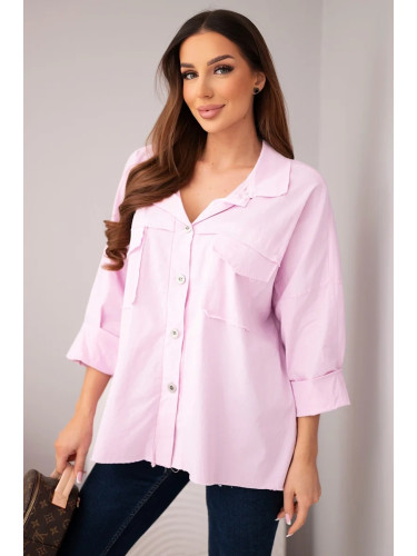 Дамска риза Kesi Włoski с джобове, светло лилава