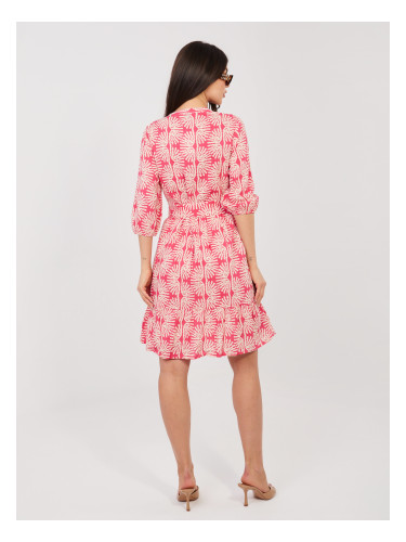 Коралова лятна рокля с 3/4 ръкави