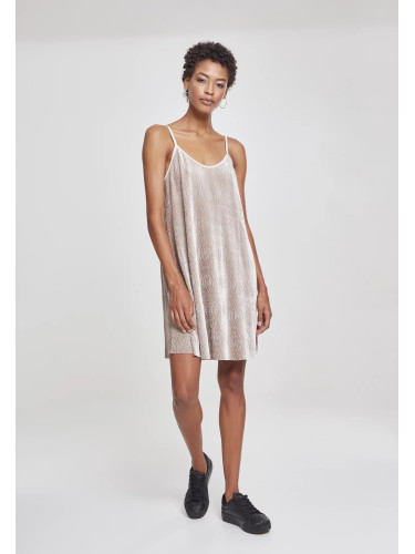 Дамска кадифена рокля в бежово