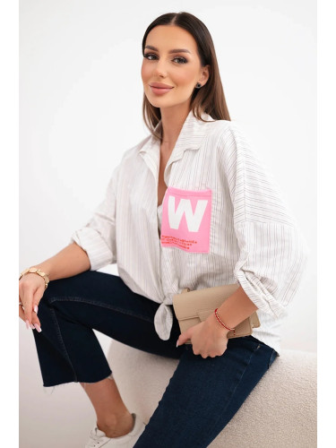 Дамска раирана риза с вратовръзка Kesi Włoski